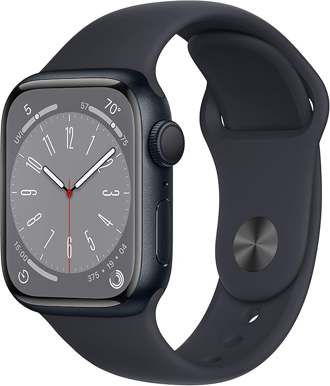 Apple Watch Series 8 [GPS 41mm] Smart Watch w/Midnight Aluminum Case with Midnight Sport Band - S/M. Fitness Tracker, Bloo...
