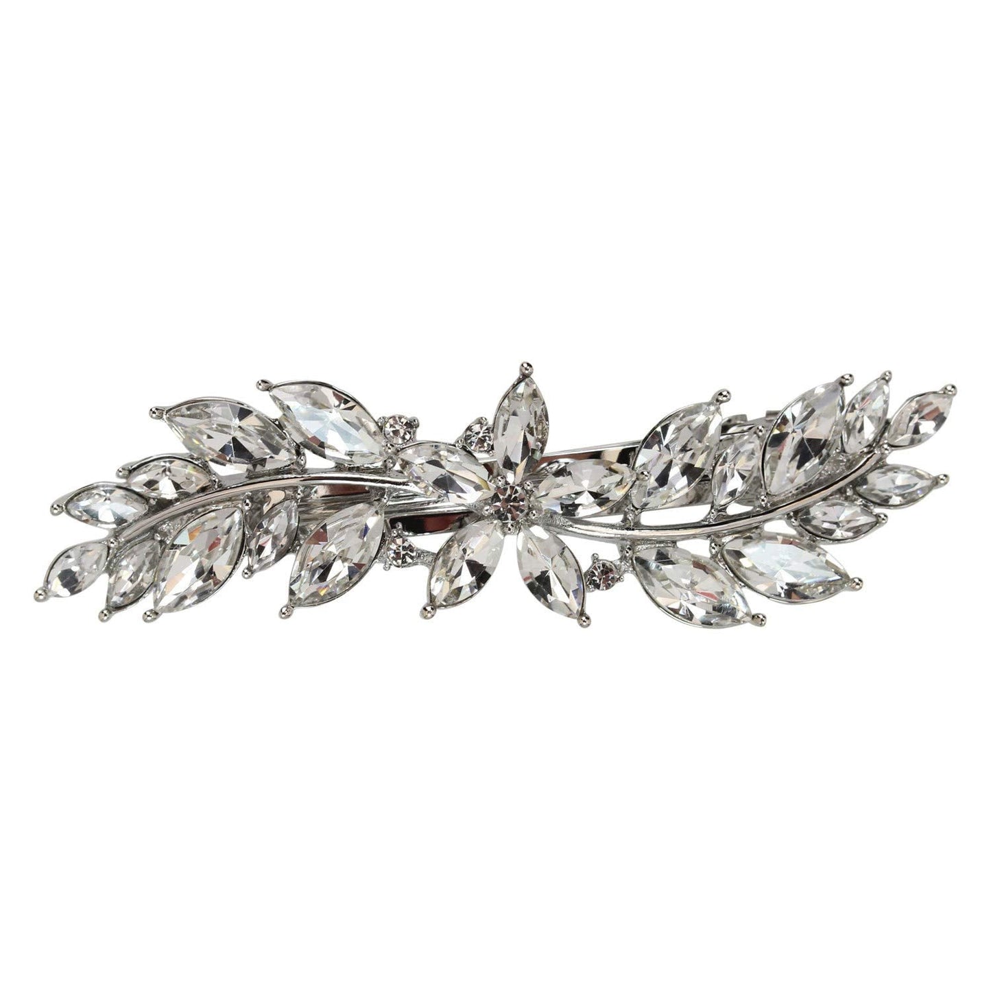 Faship Clear Rhinestone Crystal Flower Barrette Clip - Small, Elegant Hair Accessory, Model 11110206822101-BN1