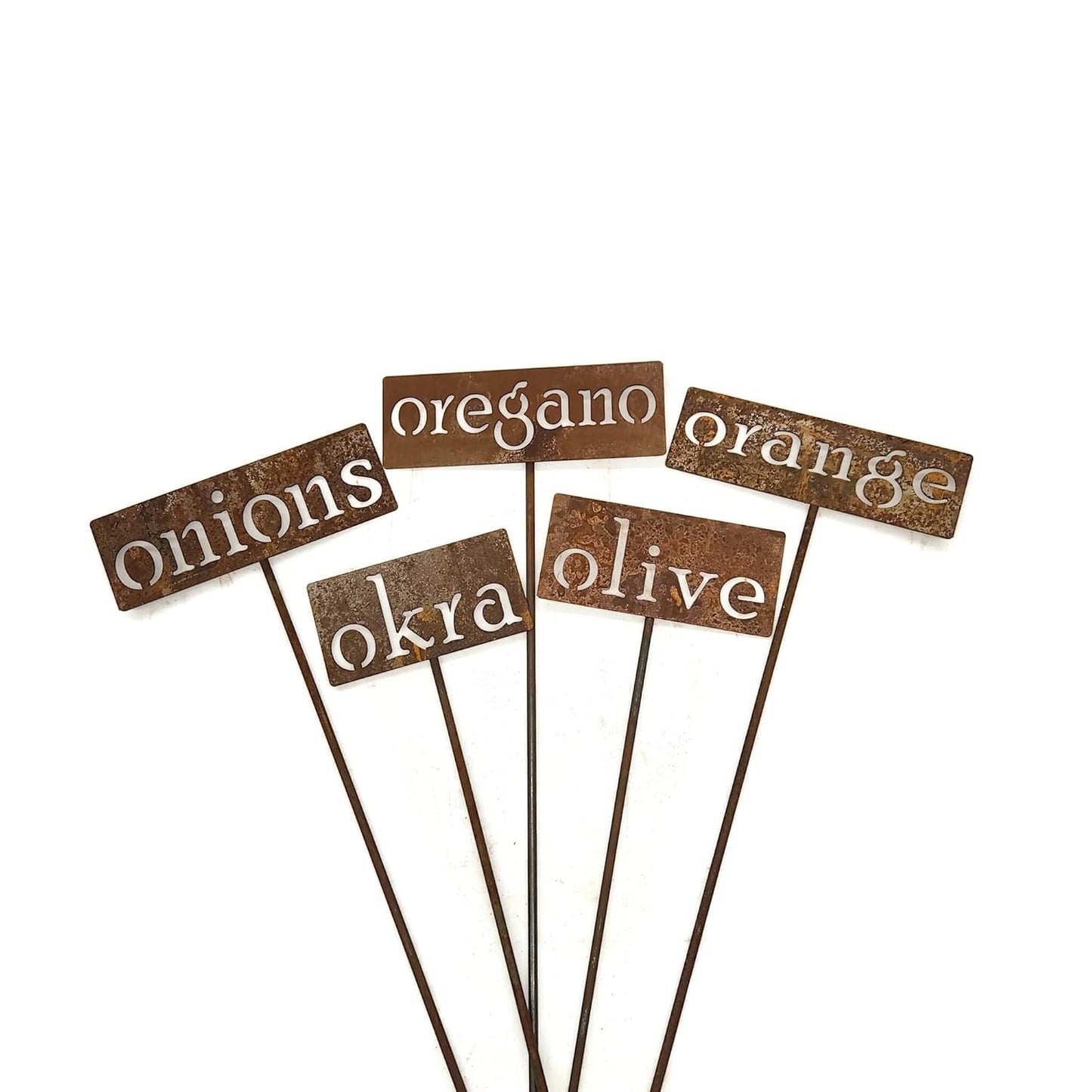 Classic Metal Garden Markers 19 Inches Tall (okra, Naturally Rusted)