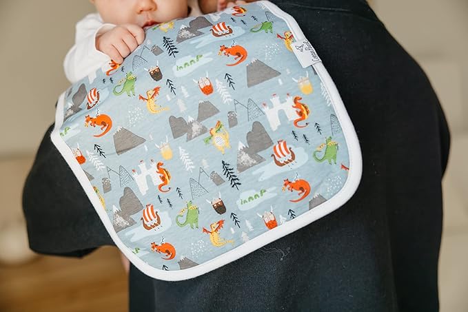 Copper Pearl Premium Baby Burp Cloths - 3-Pack Large Cotton Burp Cloths, Extra Soft Spit Up Rags with 3 Absorbent Layers, Perfect for Baby Boy and Baby Girl Gifts (21" x 10" Size, Viking Set)