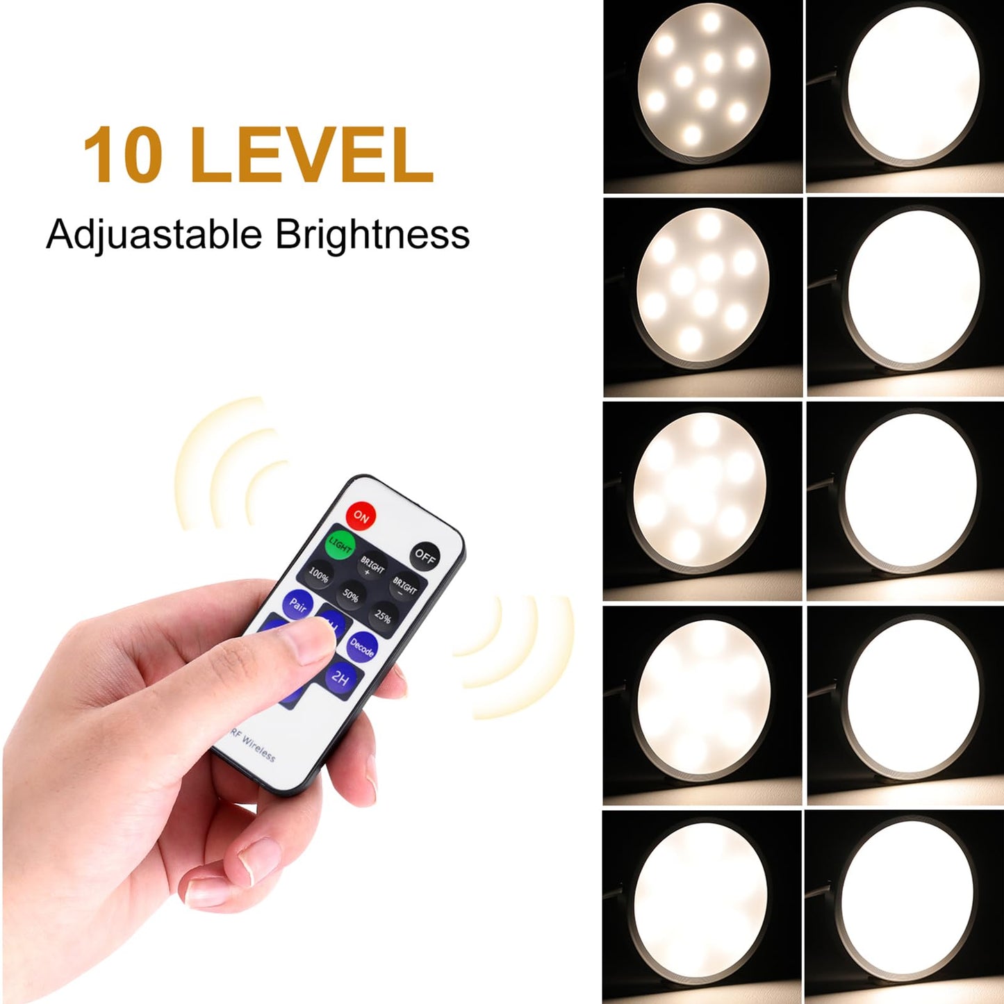 AIBOO LED Under Cabinet Lights Kit - Dimmable 3 Lamps with RF Remote Control, Natural White, Aluminum