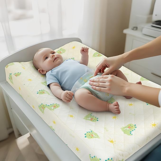 Unicorn Castle Waterproof Changing Pad Cover Muslin Changing Table Pad Cover 2 Pack Quilting for 32"x16" Baby Changing Pad Sheets Girls Boys,Green Dinosaur