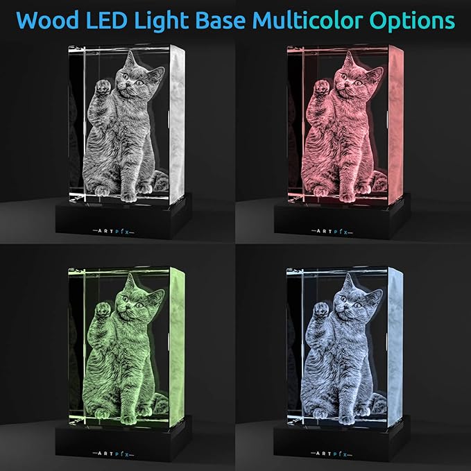 ArtPix 3D Crystal Photo, Christmas Personalized Gifts for Women, Wife, Her, Him, Men, Husband, Grandma, Great Xmas Customized Gift With Your Own Photo, Custom Glass 3D Laser Etched Picture Wedding
