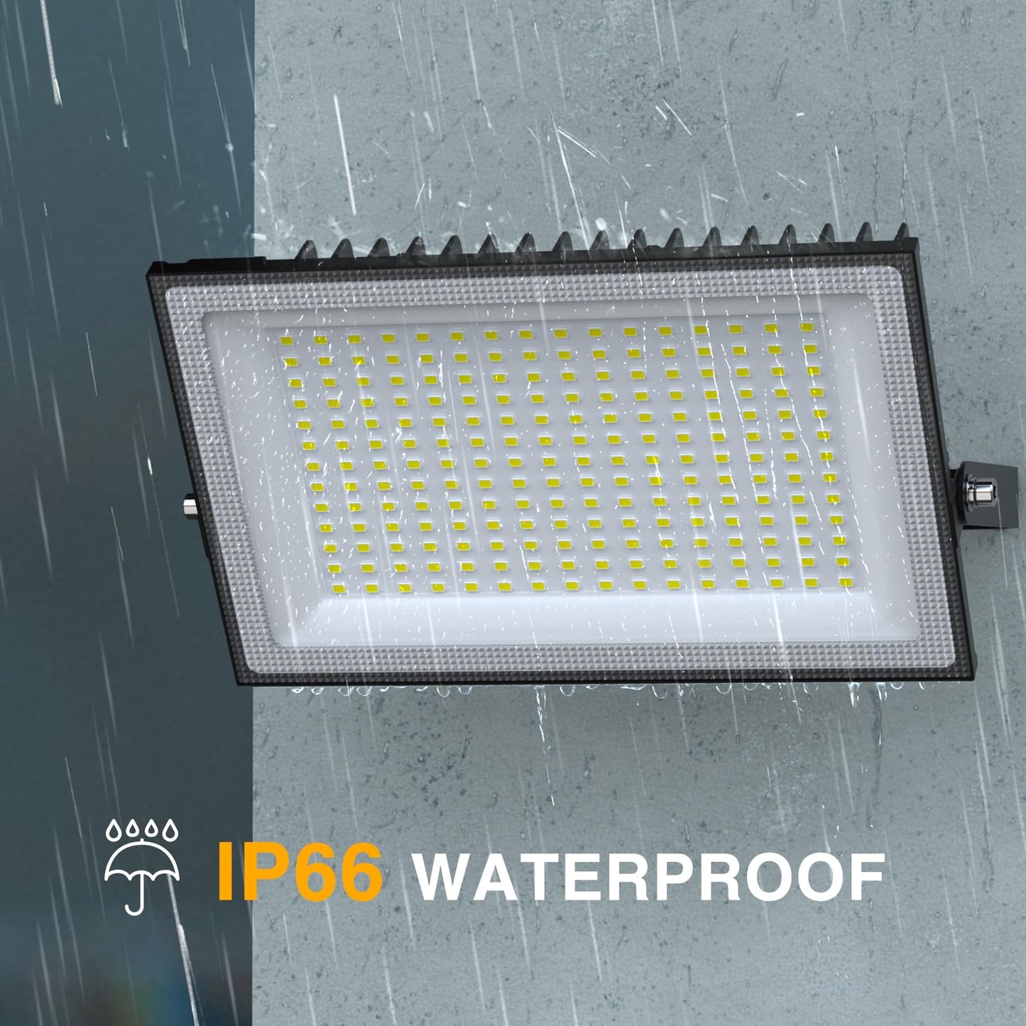 Onforu 200W LED Flood Light, 18000LM Bright, IP66 Waterproof, 6500K Daylight White, Black, Model ON-FG56-DW-US-2,