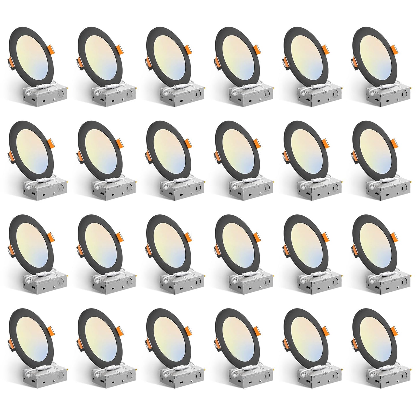 Amico Ultra-Thin LED Recessed Ceiling Light, 6 Inch, 5CCT Selectable, Dimmable, 1050LM, Black, Model HS-STC512WH