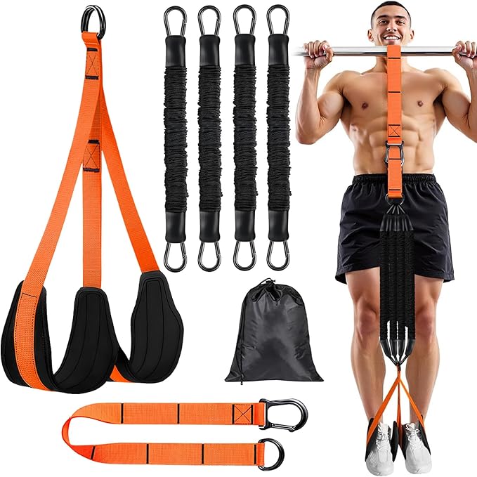 Janhemei Pull Up Assistance Bands 65-260lbs, 4 Heavy Duty Pull Up Resistance Bands with Fabric Feet/Knee Rest for Pull Up ...