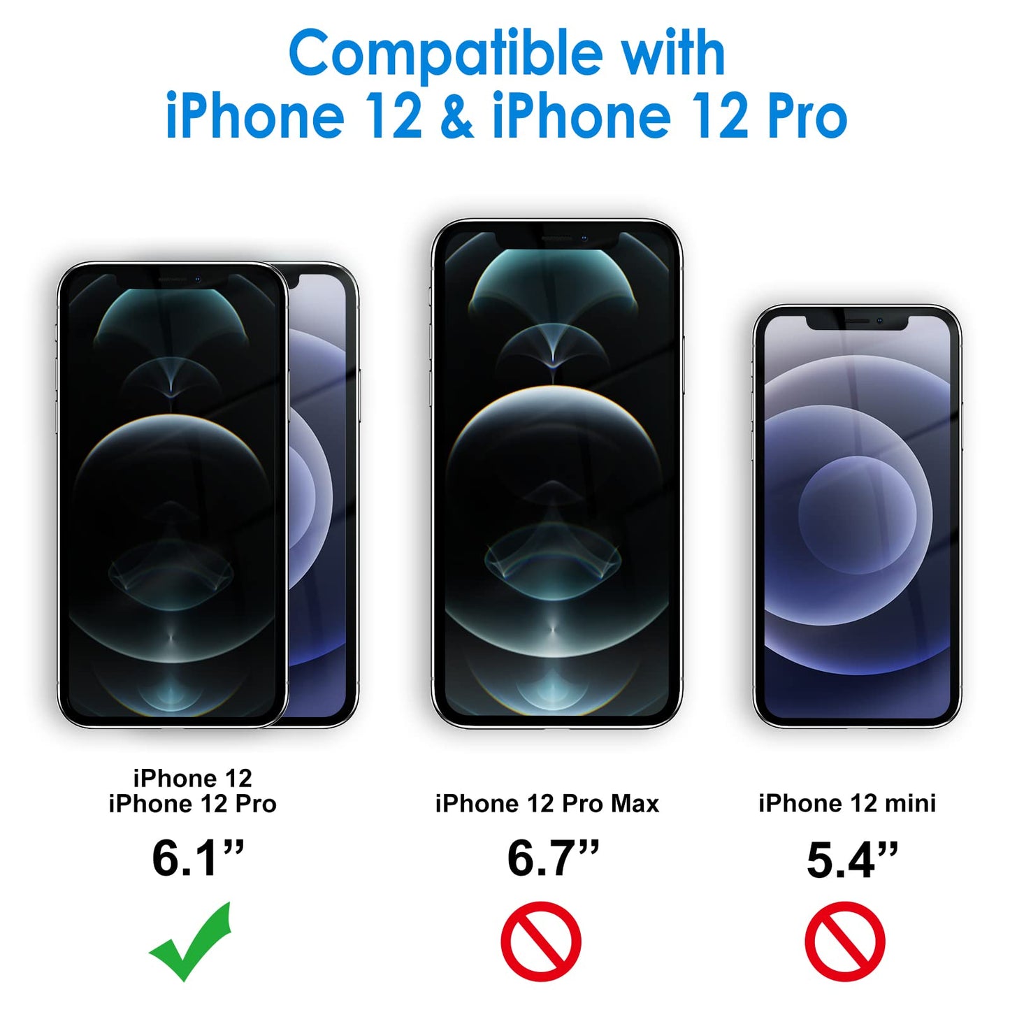 Jetech One Touch Install Screen Protector For Iphone 12/12 Pro 6.1-Inch, Full Coverage Tempered Glass Film, Auto Alignment Tool