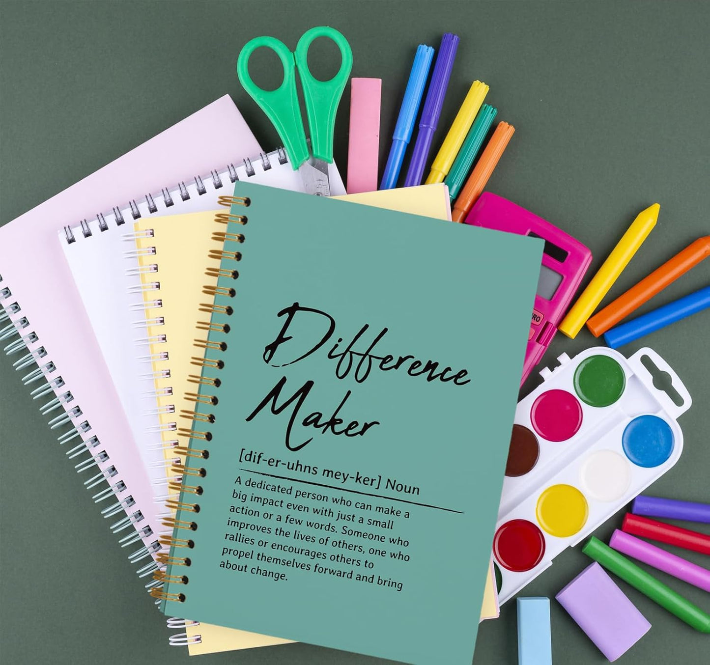 OXW Green Meeting Notebooks for Work, Difference Maker Gift Office Work Notebook Journal for Writing Note Taking, Thank You Gifts for Women Men Leader Boss Mentor Manager Principal, 5.5"x8.3"