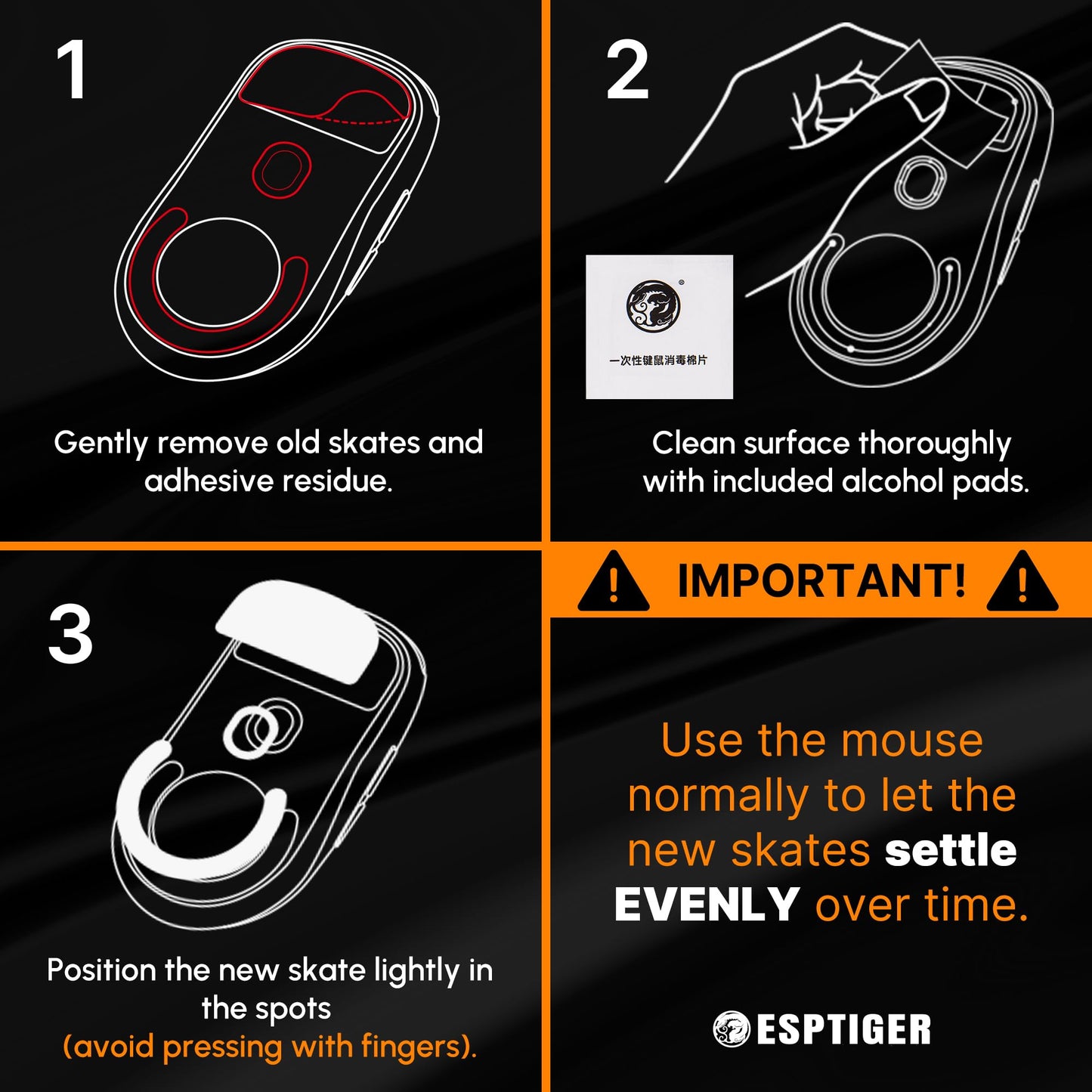 ESPTIGER ICE V2 Gaming Mouse Skates for Logitech G PRO X Superlight 2 - Smooth PTFE Replacement Feet, 2.5D Curved Edges, 3M Adhesive, White