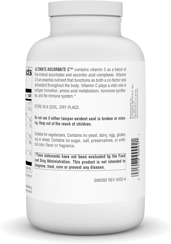 Source Naturals Ultimate Ascorbate C Powder - Vitamin C - 1000 mg Supports Immune System - 16 oz