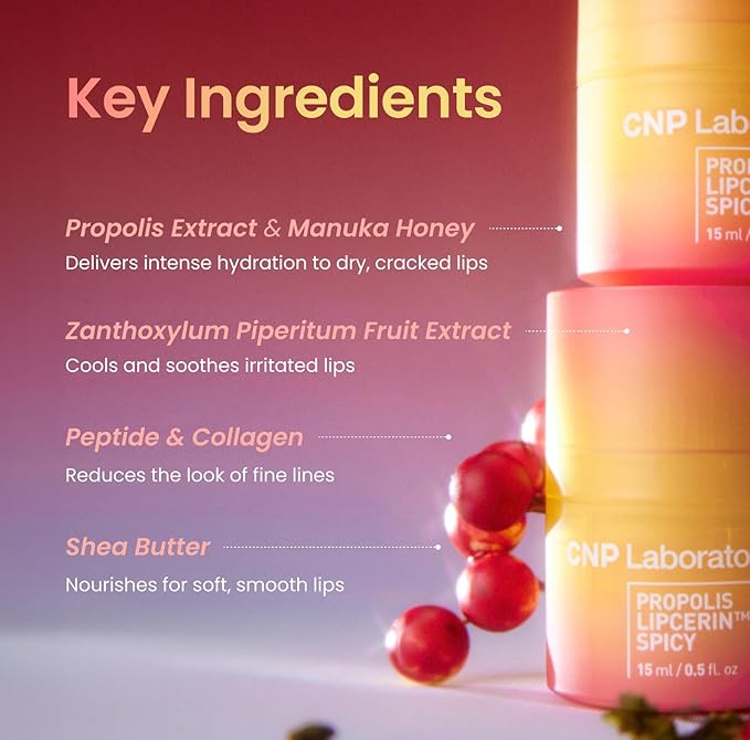CNP Honey Lip Butter - Propolis Lipcerin™ 04 Mint, Hydrating Overnight Manuka Lip Balm & Mask, Plumping, 12hrs Long-lasting Moisture, Gifts for Women, Korean Skin Care, 0.5 fl.oz.