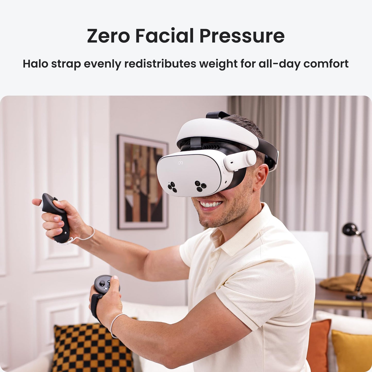 KIWI design H4 Halo Comfort Head Strap Compatible with Meta Quest 3/Quest 3S, Made for Meta, Non-Battery Lightweight Head Strap