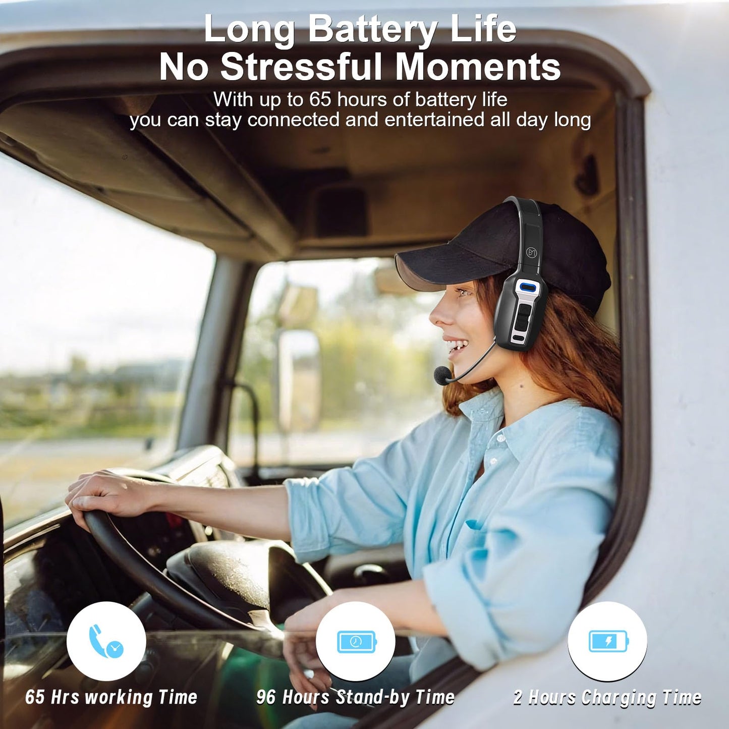 Brammar Trucker Bluetooth Headset With Ai Noise Cancellation Microphone, Trucker Headset With 65Hrs Talk Time & Mute Button, Mul