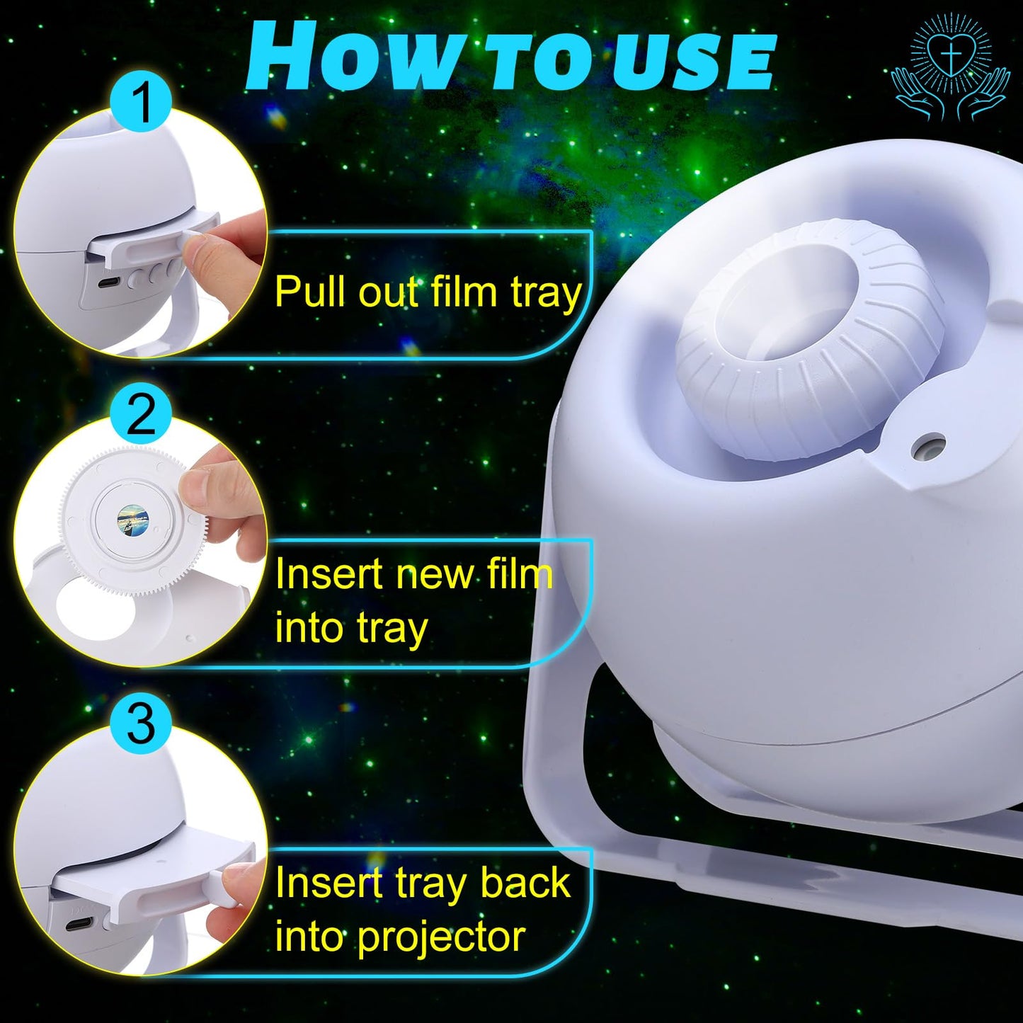 Aurelema Landscape Verses Projector Galaxy Projector Includes 12 Interchangeable Christian Discs Night Light Set Project Religious On Walls Or Ceilings For Gift