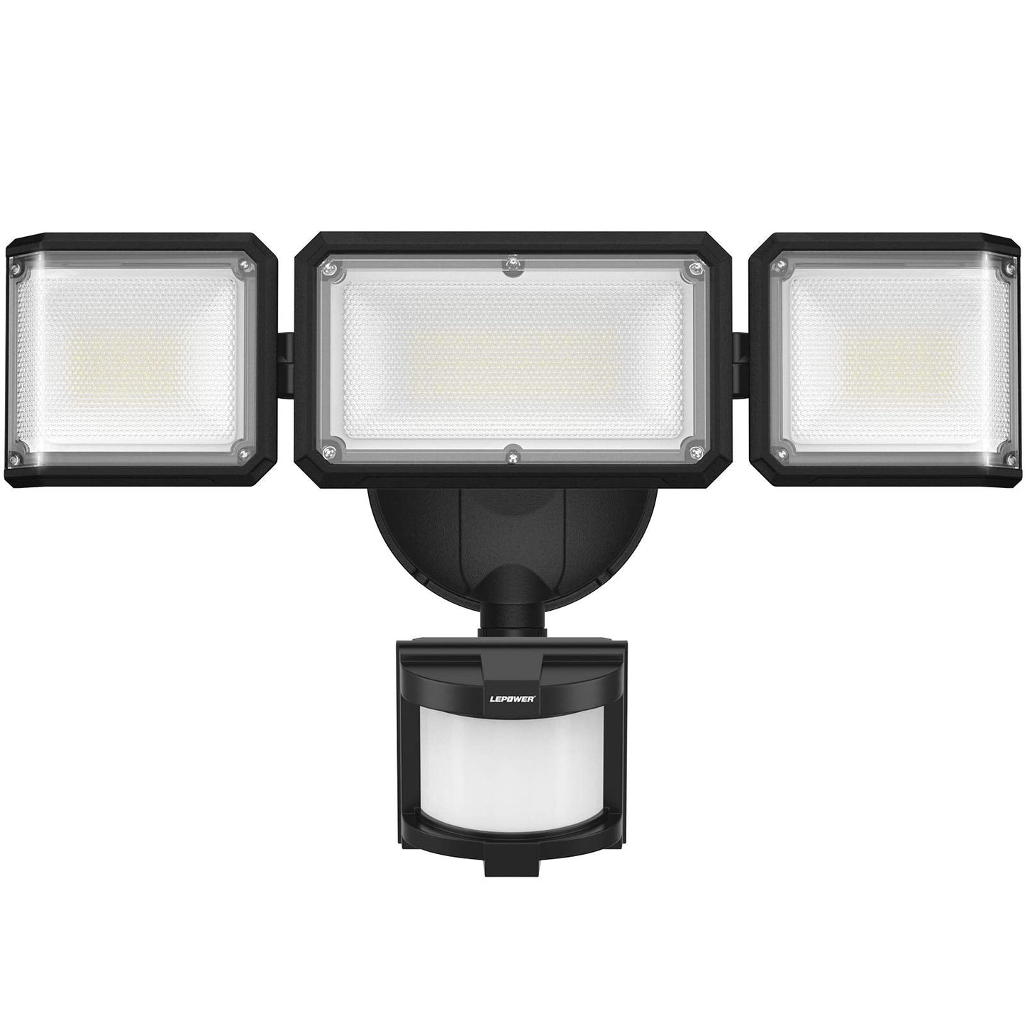 LEPOWER 45W LED Flood Light, Motion Sensor, 4800LM, Dusk to Dawn, IP65 Waterproof, Black, Model YY03A-BL