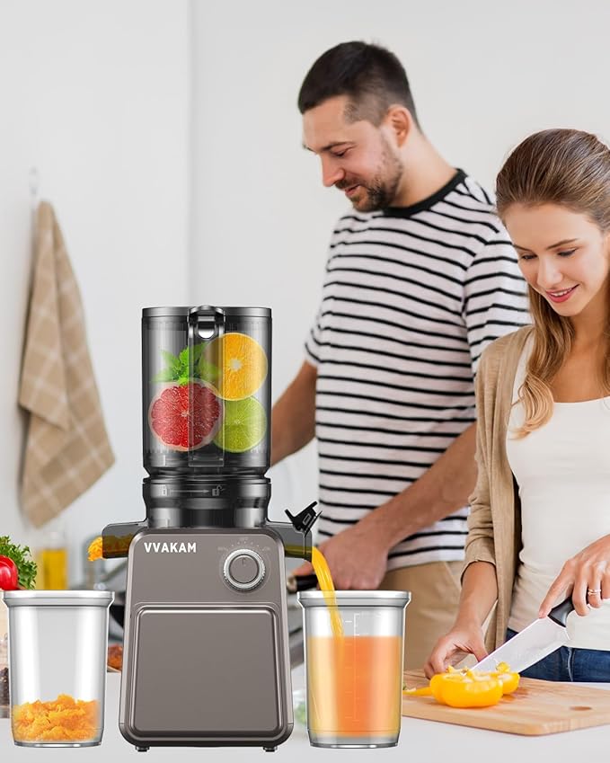 Juicer Machines, Cold Press Juicer with 4.4'' Large Feed Chute Fit Whole Vegetables & Fruits, Masticating Juicer Machines, Easy to Clean, High Juice Yield - 250W