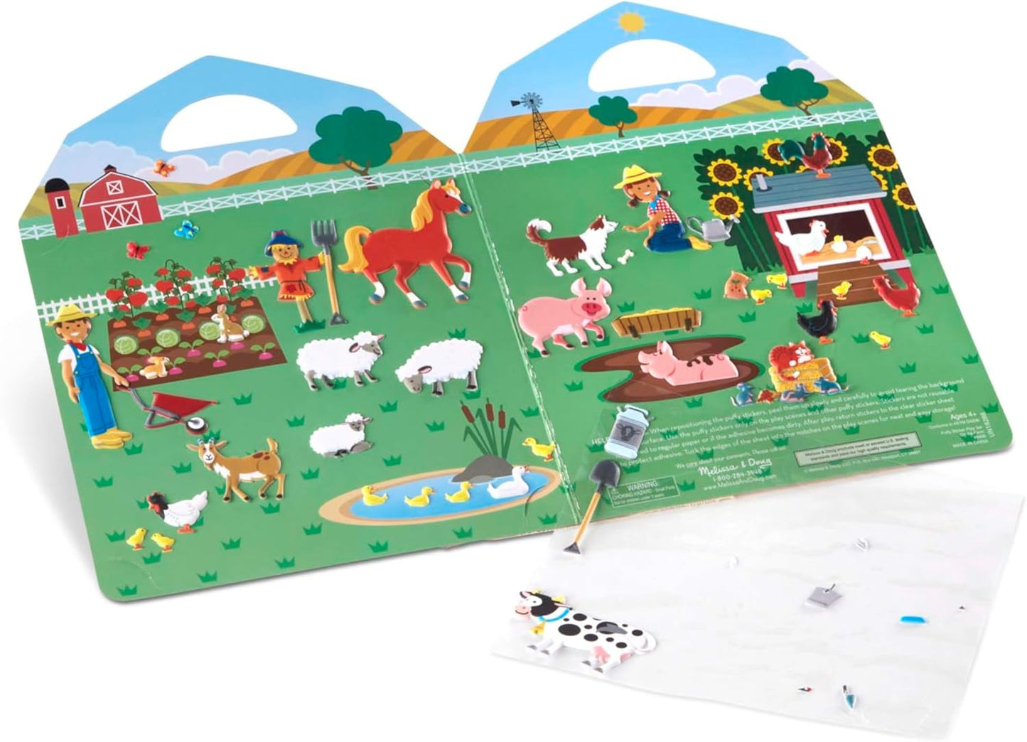 Melissa & Doug Puffy Sticker Play Set – On The Farm, 52 Reusable Stickers with 2 Fold-Out Scenes, Restickable Animal Arts and Crafts Activity Book for Kids Ages 4+ - FSC Certified