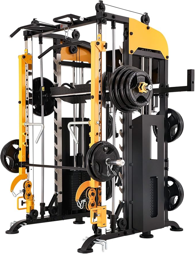 Altas Strength 3061B Smith Machine with Adjustable Lever Arms, 2:1 Pulley Ratio All-in-One Home Gym System, Commercial Gra...
