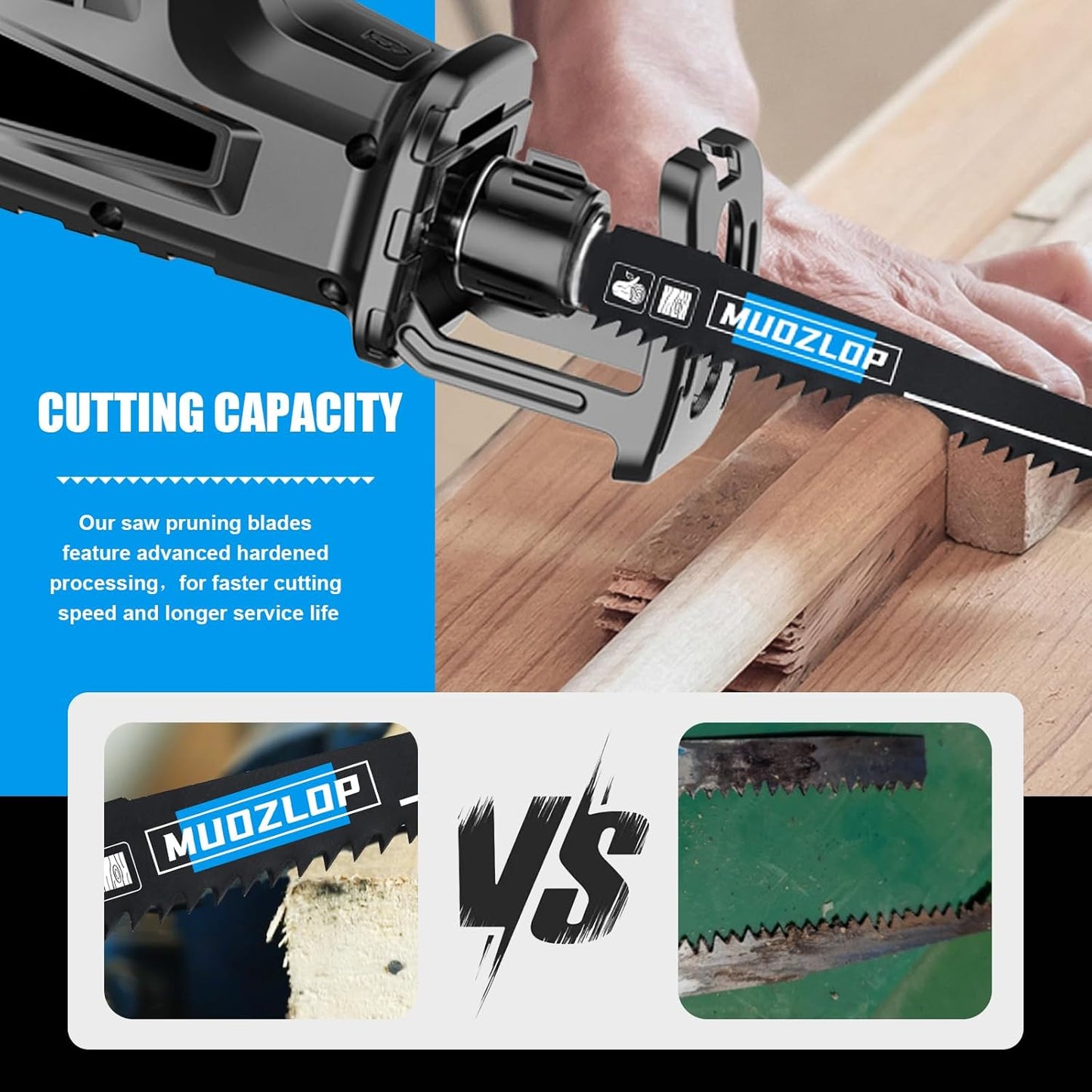 25Pack 6inch Reciprocating Saw Blades Set,6 TPI High Carbon Saw Blades,Woodcutting Saw Blades with Organizer Case (25, 6TPI/150mm)