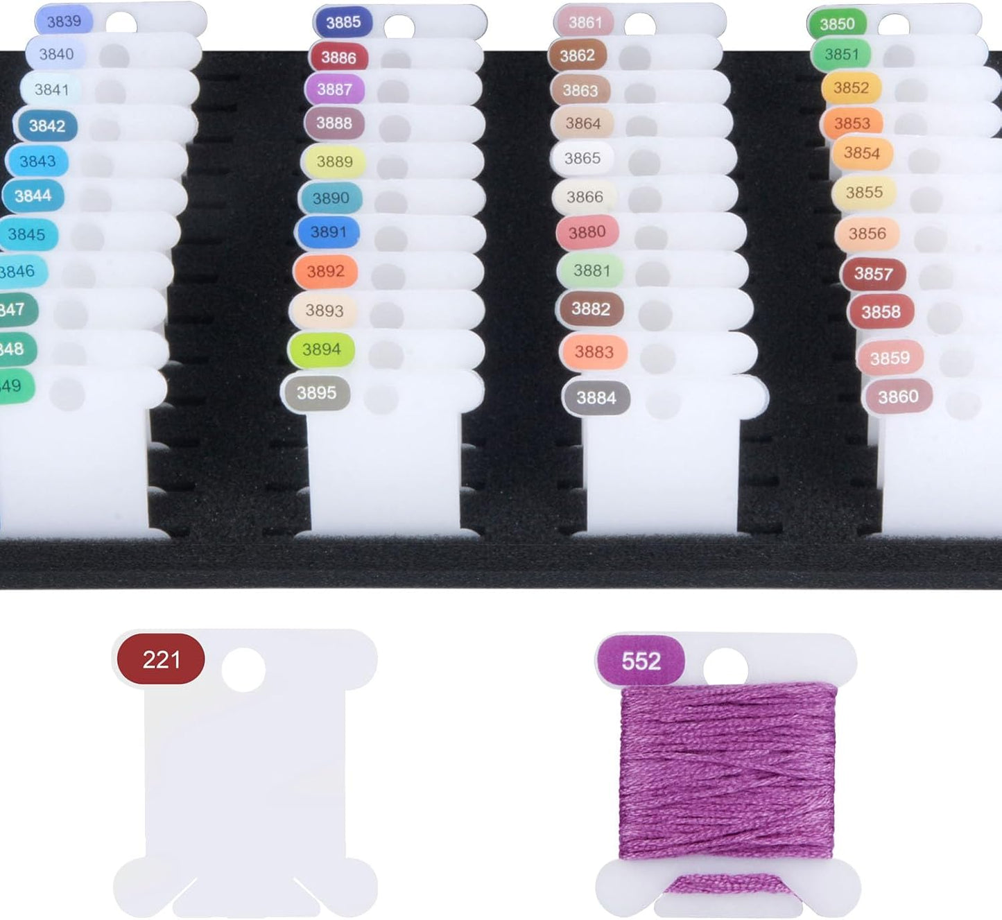 Hamtery Plastic Embroidery Floss Bobbins, Pre-Labeled Color Number Embroidery Thread Organizer for Cross Stitch Thread Storage-No Foam Inserts (Set 1: 250 pcs)