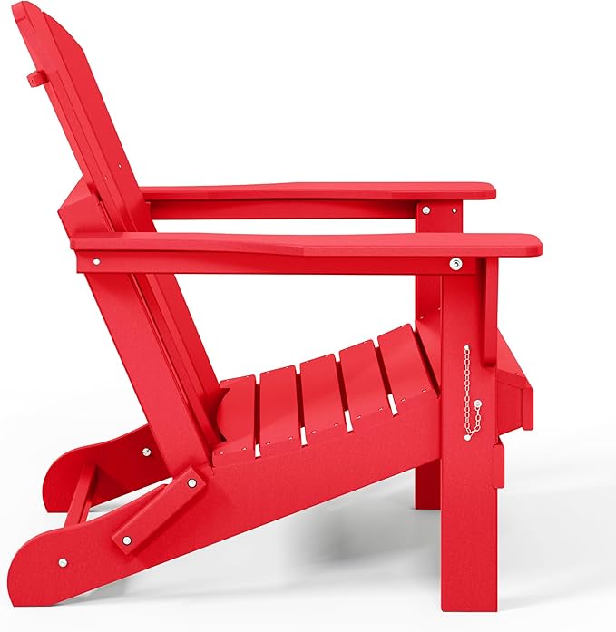 Westin Outdoors Laguna WO Home Furniture Adirondack Chair 4 PC Set Classic Outdoor Patio Folding Chair for Bon Fire Pit Lawn Backyard Beach Plastic Weather-Resistant (Red)