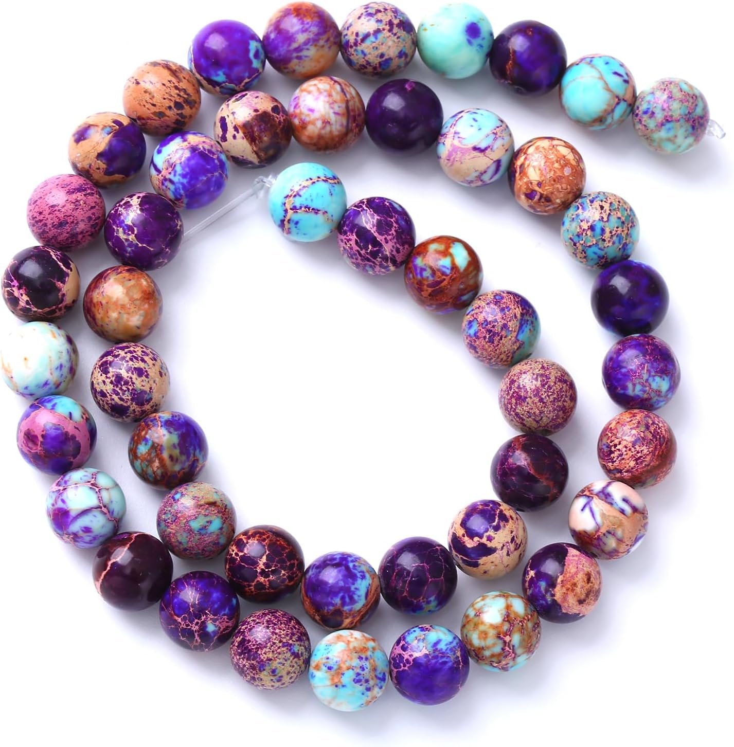 12MM 32PCS Natural Galaxy Sea Sediment Jasper Beads Gemstone Round Loose Spacer Stone Beads for Jewelry Making DIY Bracelet Necklace 15 Inch