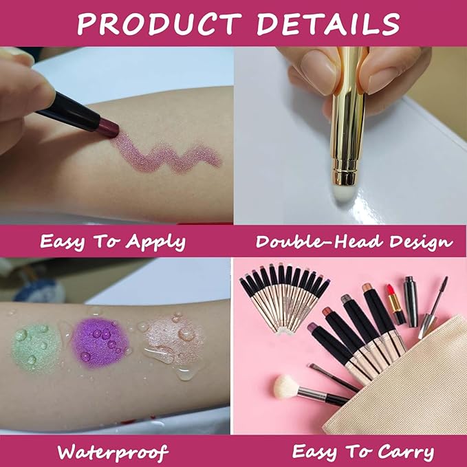 May Foltran Sand Shimmer #02 Cream Eyeshadow Pencil, Nude Pink Sparkle, Hypoallergenic Waterproof Long Lasting Eye Shadow Stick, Multi-Dimensional High Pigment Eye Highlighter Pen