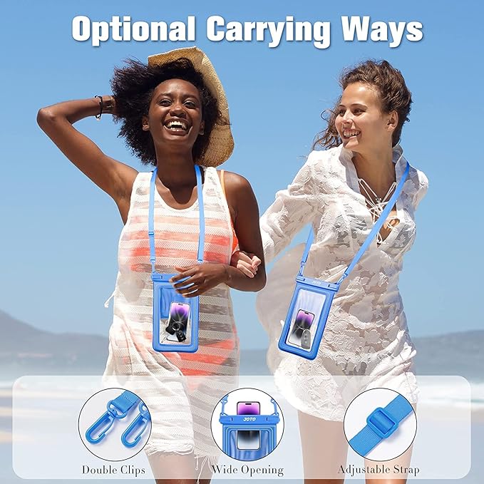 JOTO [IP68 Floatable Large Floating Waterproof Phone Pouch Up to 10", Underwater Phone Case Cellphone Dry Bag for iPhone 16 15 14 13 12 11 Pro Max Xs Max XR X 8 7 Plus SE/Galaxy S24 S23 S22 -Blue