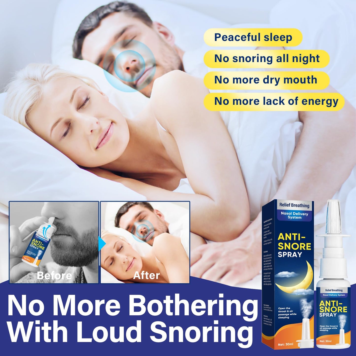 Anti Snoring Spray, Anti Snoring Devices, Fast SnoringStop Drops for Better Sleep Effective Snoring Solution, Helps Open The Throat & Air Passage While Sleeping