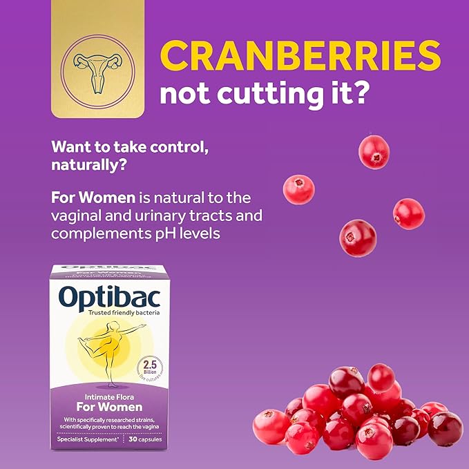 Optibac Probiotics For Women - Vegan Probiotic to Support Vagina Flora and Urinary Tract Health, 2.5 Billion CFU - 30 Capsules