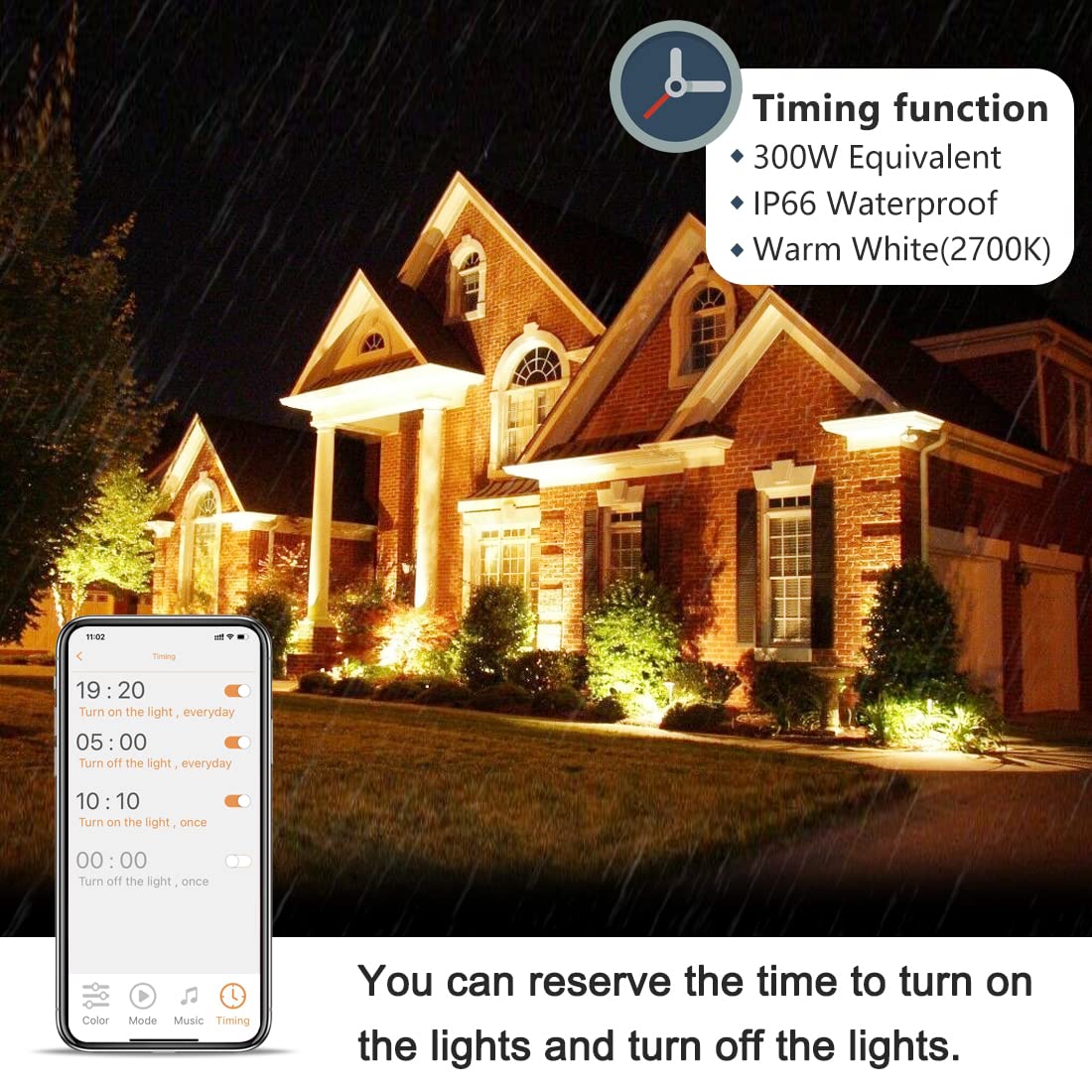 MELPO 30W LED Flood Light, 3000 LM, Color Changing, Bluetooth RGBW, IP66, Black, Model BLFL-LFCA, 6 Pack