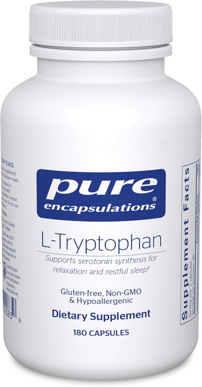 Pure Encapsulations L-Tryptophan | Amino Acid Supplement for Relaxation, Serotonin Support, PMS, and Sleep* | 180 Capsules