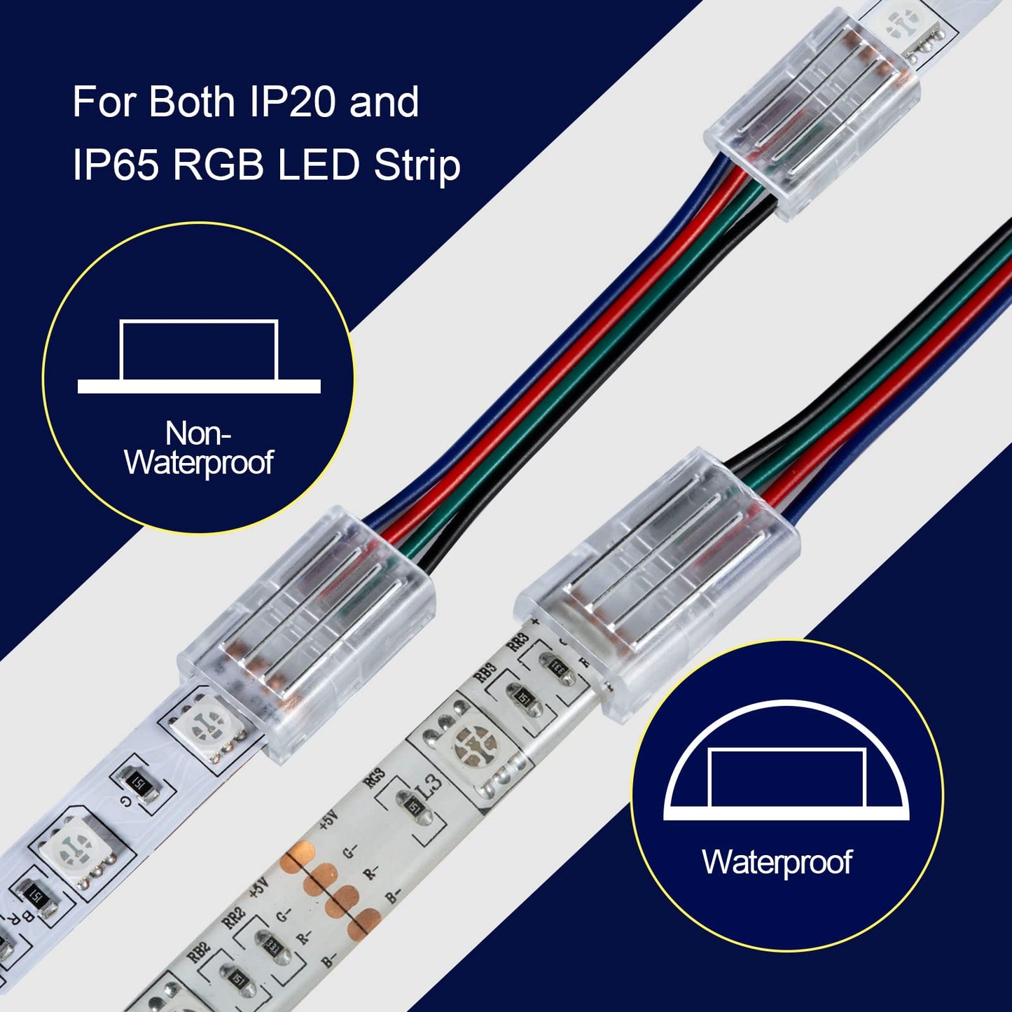 Red Snail 10Pcs Led Strip Connectors - 20 Ft 4 Pin 10Mm Rgb Smd 5050 Extension Cable