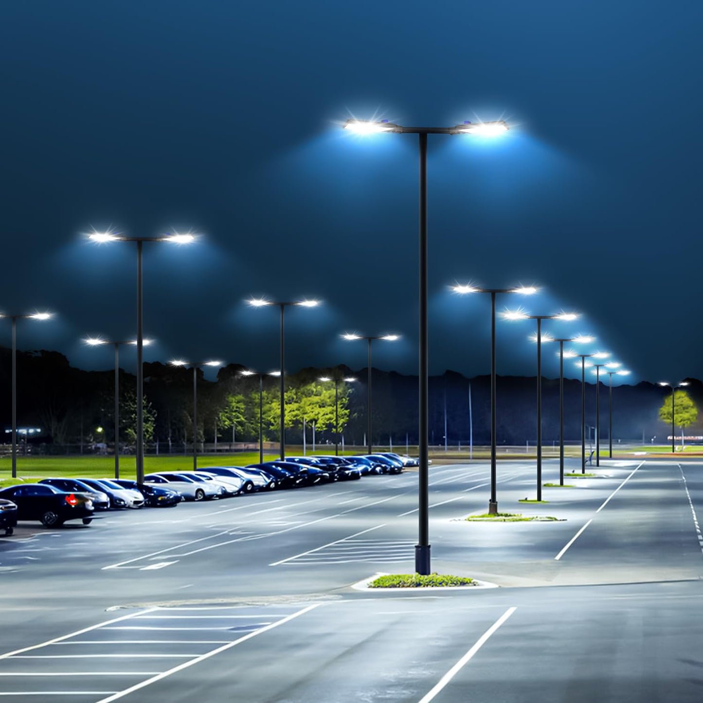 Biritalo 350W Led Parking Lot Light Outdoor:Arm Mount 52500Lm Super Bright Dusk To Dawn Led Shoebox Lighting Commercial 5000K 100-277V Ip65 Waterproof Wall Floodlights For Park Stadium Barn Yard