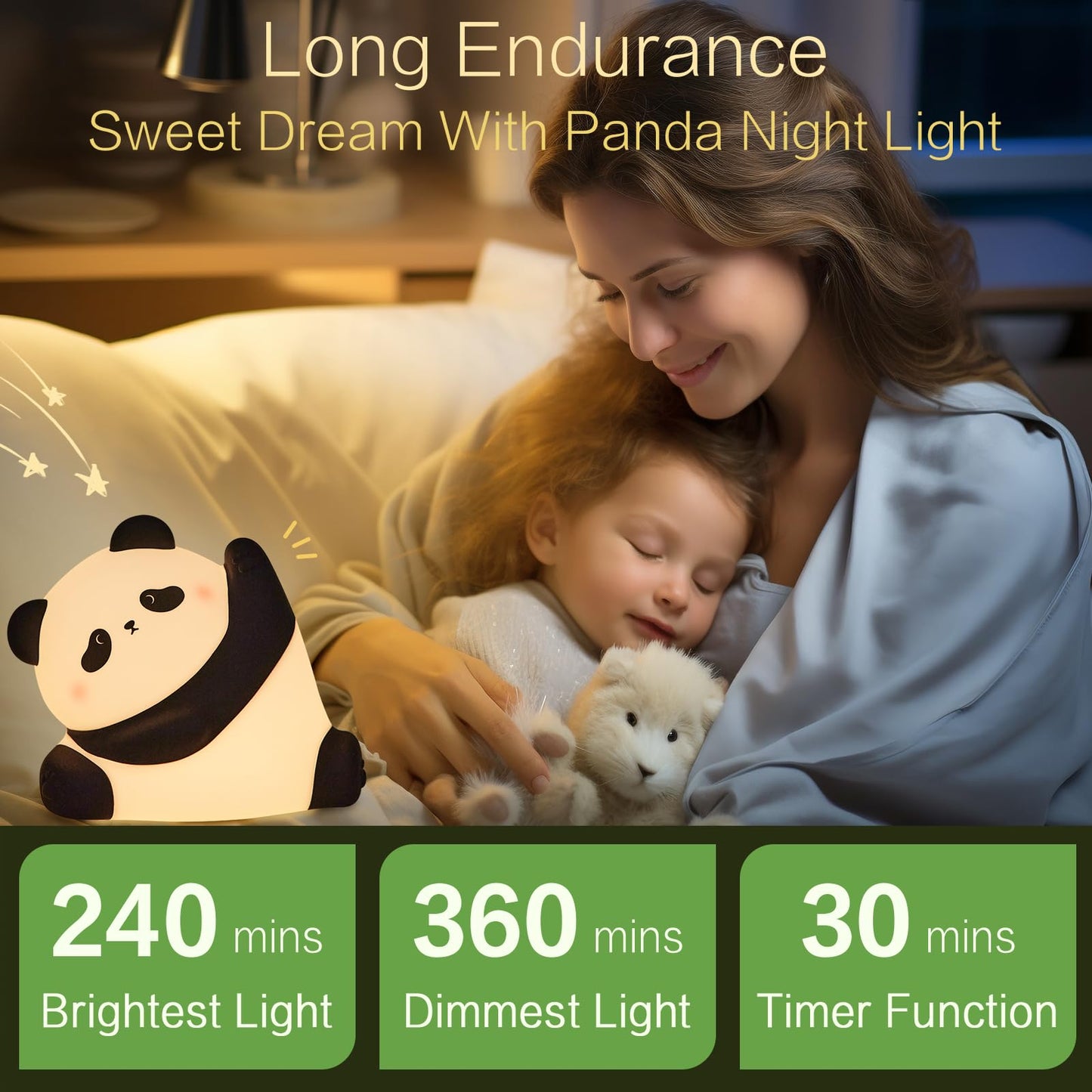 Yr Yrhh-Pet Kungfu Pose Panda Night Light  Led Squishy Novelty Animal Cute Lamp  Food Grade Silicone Nightlight  3 Level Dimmable  Light Up Panda Decor For Room College Dorm  Funny Gifts