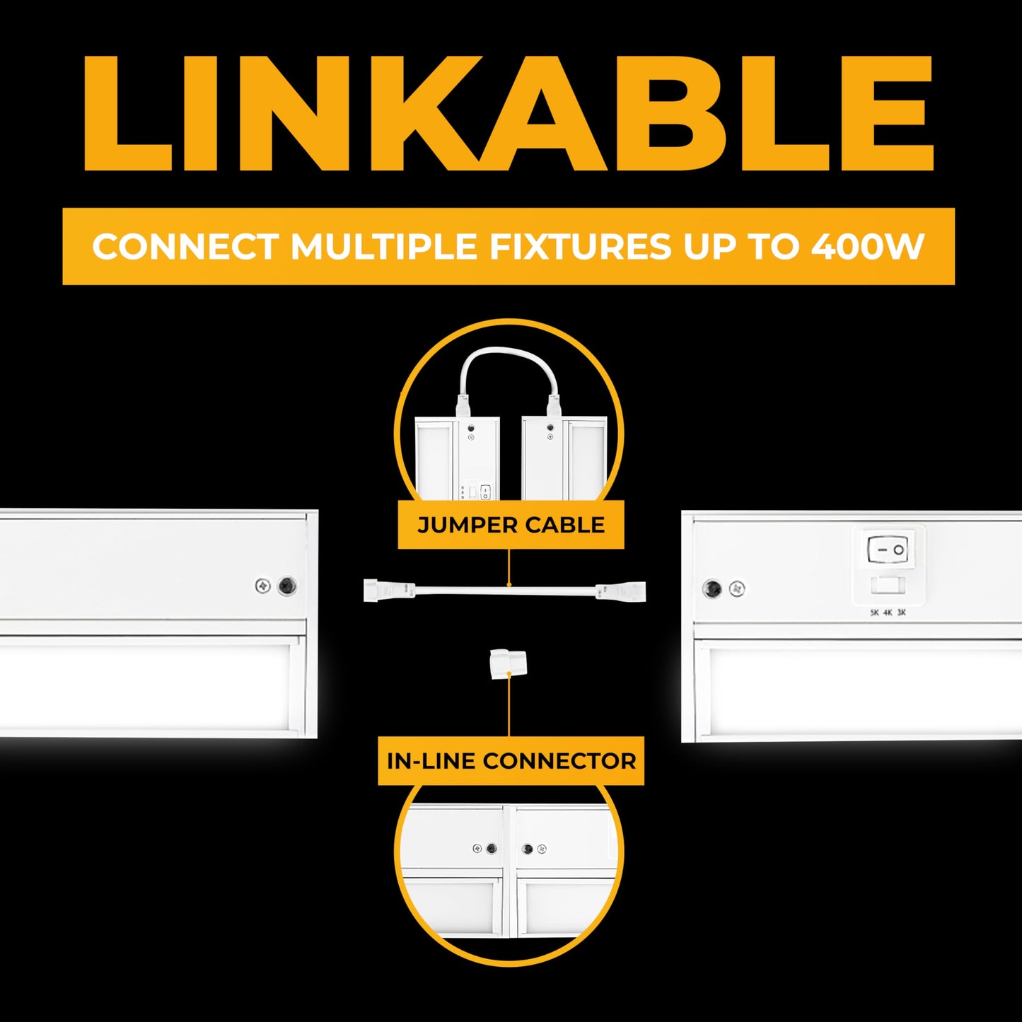 NSL LED Under Cabinet Lighting - Dimmable, 3 Color Temperatures, 40 Inch, Aluminum, White Finish, Model LTSPRO-40-WH