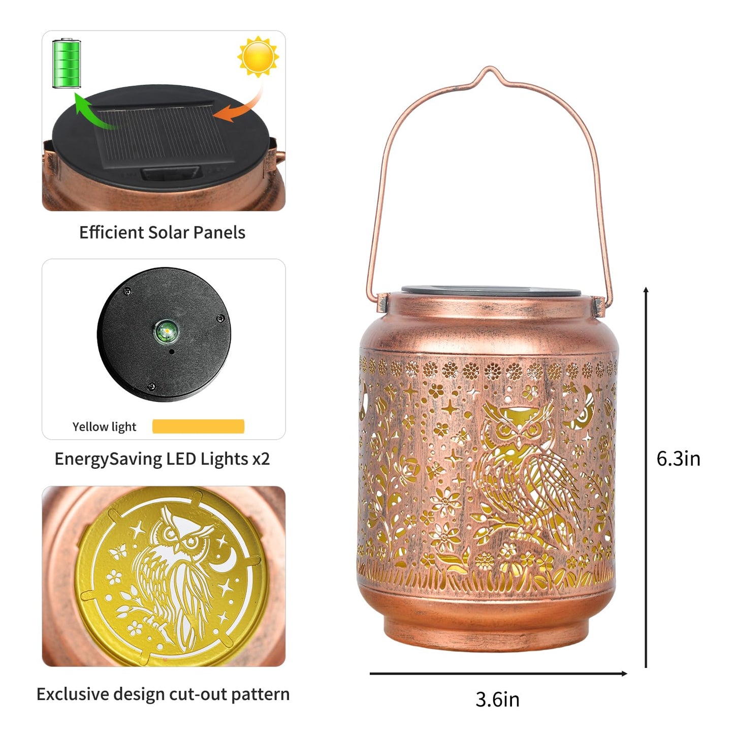 Kikusui Solar Owl Lanterns Outdoor Waterproof Hanging  Gifts For Mom Women Dad Men  Metal Decorative Led Lanterns For Yard  Patio  Lawn  Tabletop  Pathway  Landscape  Garden Decor