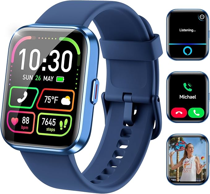 WMK Smart Watch with Alexa, Answer/Make Call,1.83" Display,10 Day Battery, Heart Rate/SpO2/Sleep Monitor, 3ATM Waterproof,...
