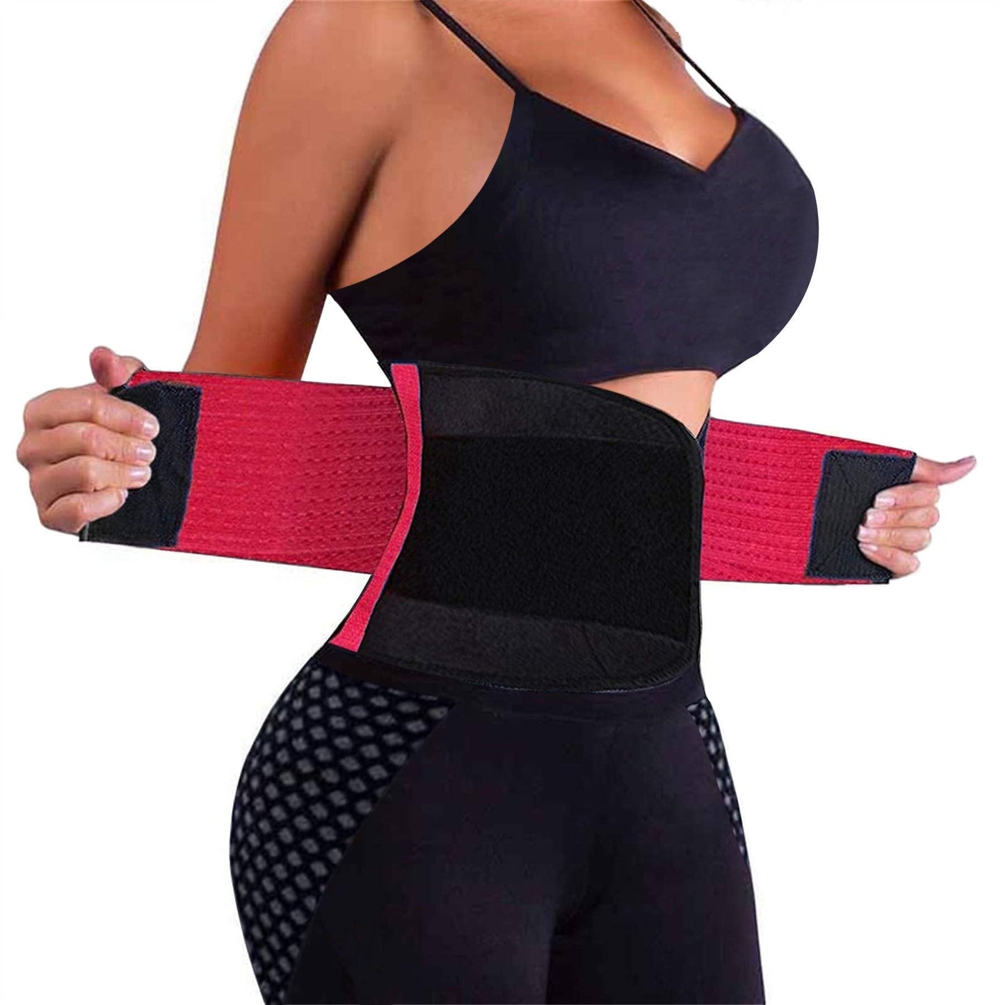 VENUZOR Waist Trainer Belt for Women - Waist Cincher Trimmer - Slimming Body Shaper Belt - Sport Girdle Belt (UP Graded)(Rose Red,Large)