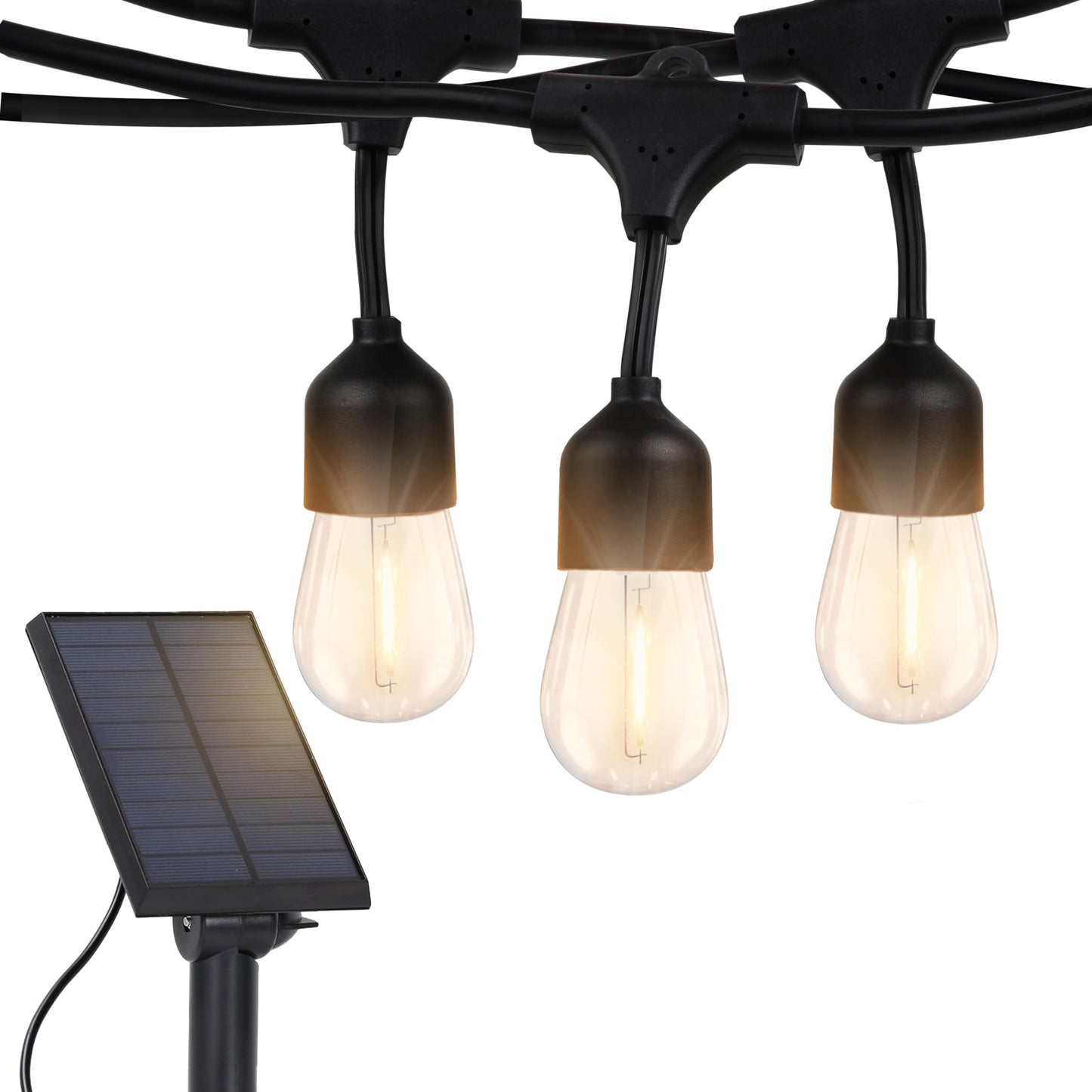 Brightech Ambience Pro Solar Powered String Lights - 27 Ft, 12 Shatterproof Edison Bulbs, Waterproof, Warm White, Model B07M78QD7P