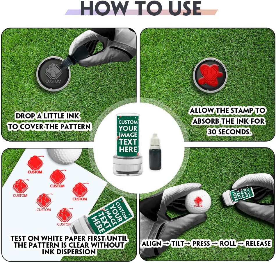 HDSD Custom Golf Ball Stamps, Personalized Name Graphics Golf Ball Waterproof Marking, Reusable Funny Golfer Gifts
