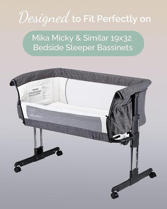 Mika Micky Bassinet Sheets Compatible with Cowiewie & Mika Micky Bedside Sleeper Bassinet Mattress Pad - Buttery Soft Fitted Sheets 100% Jersey Knit - Sky + Sage + Cloud, 3 Pack