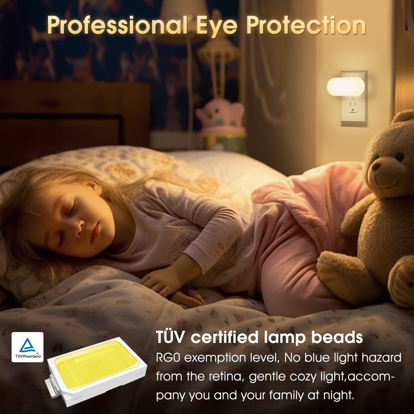 DORESshop LED Night Lights, Soft White, Dimmable, 4 Packs, Plastic, Model D-NL00702DG-4N, Ideal for Nursery, Bedroom, Kids Room, Bathroom