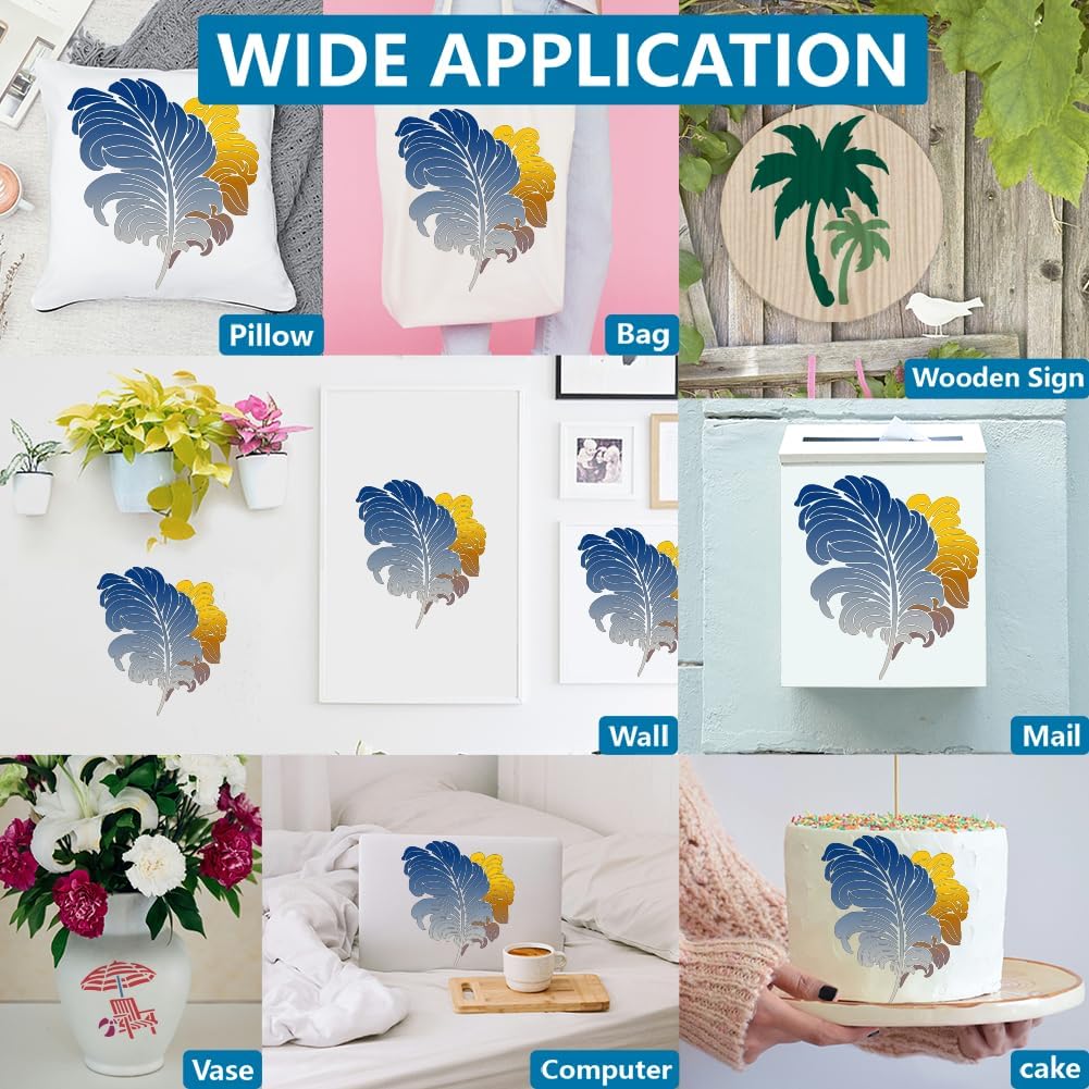 MAYJOYDIY 6pcs Bird Feather Stencils 11.811.8/11.78.3inch Large Arrow Kit With Paint Brush, Peacock Template for Wood, Canvas, Fabric, Wall, Furniture Decor