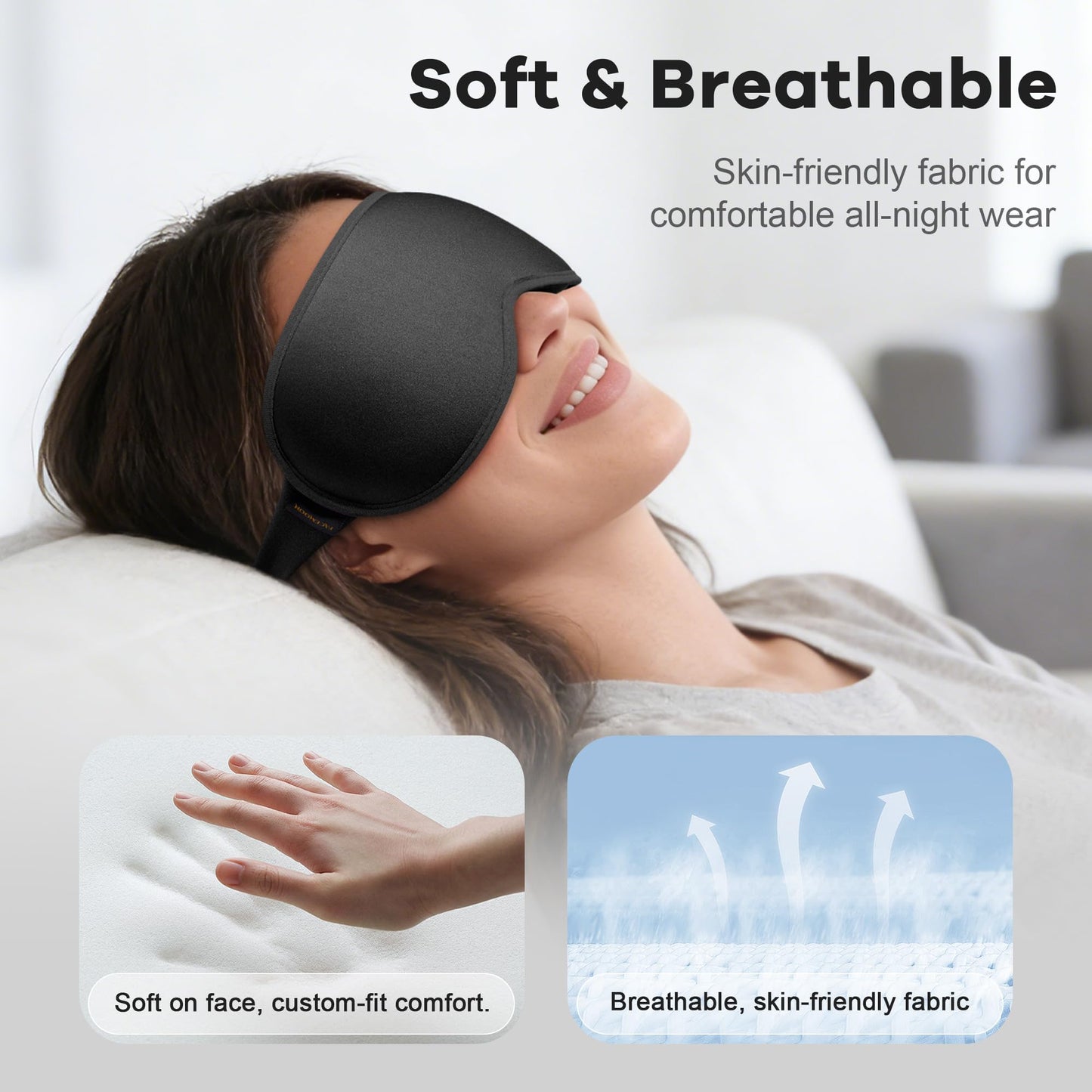 Weighted Sleep Mask 2 Pack - 3D Contoured Eye Masks for Sleep, Best Blackout Sleep Masks for Women Men, Eye Mask for Travel, Meditation, Airplane, Memory Foam, Adjustable Strap, Black Purple