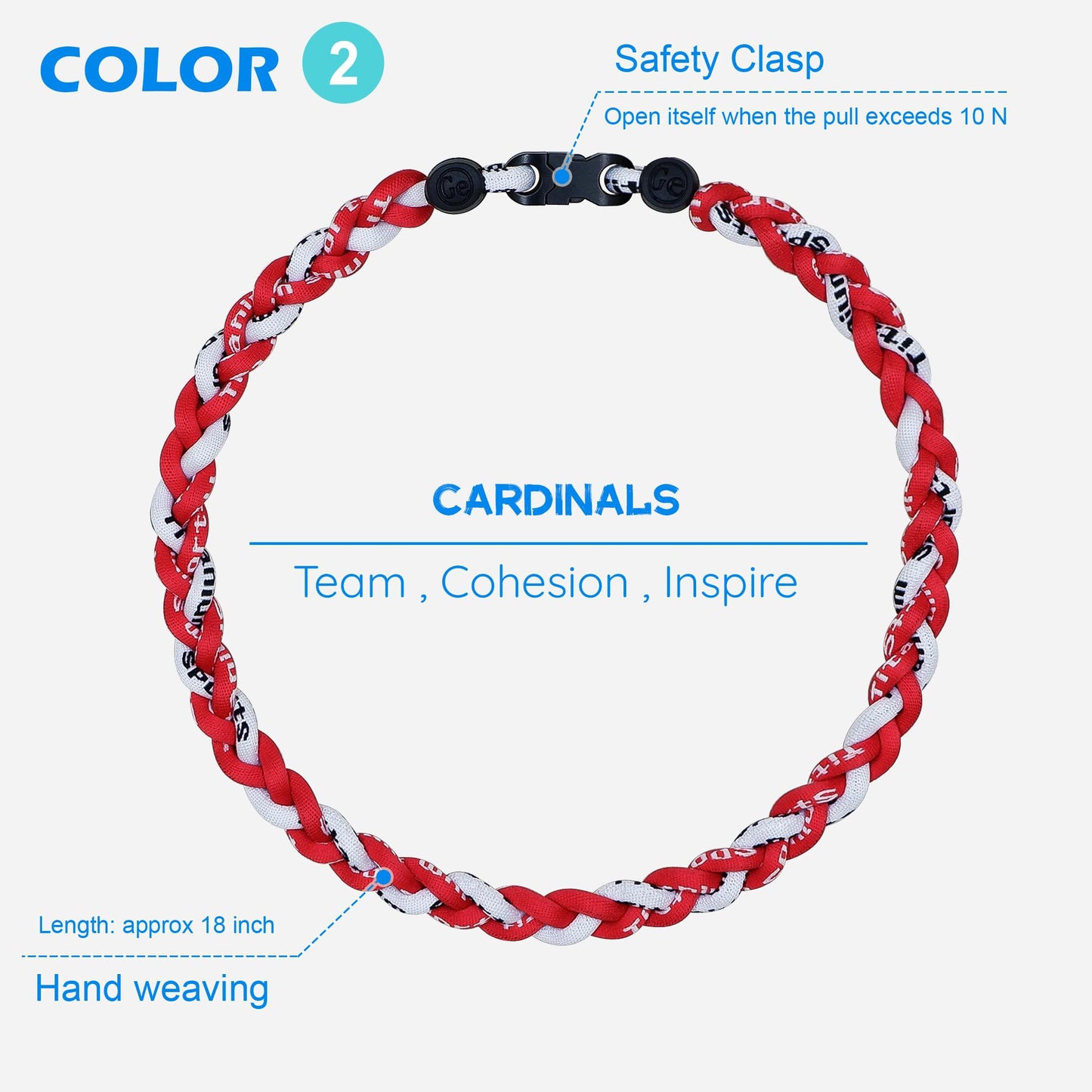 SUPBOMM 3 pcs Baseball Rope Necklaces, League Team Colors Braided Necklace, Baseball Team Gifts, STLCardinals