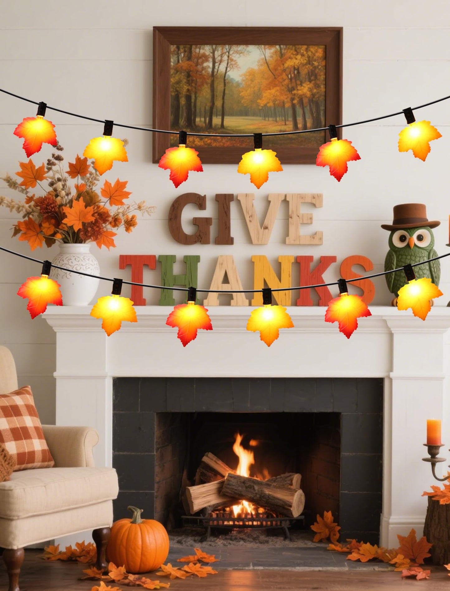 Hobbynors 10.5 Feet Classic Fall Garland Lights 10 Warm-Glow Leds For Rich  Amber Ambiance Ul Certified Plug-In String For Thanksgiving  Halloween & Mantle Decor
