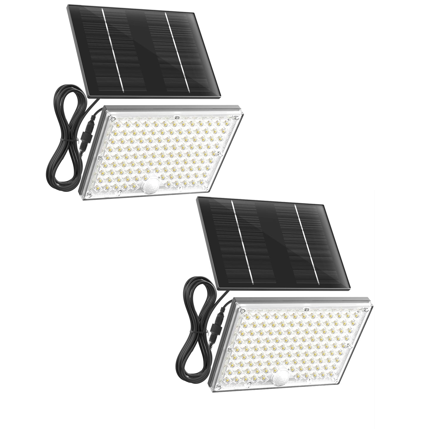 SUPERDANNY Solar Flood Lights, 113 LEDs, Motion Sensor, IP65 Waterproof, 2 Pack, Gray, Model SD0523040-2MUCL-US-TEST