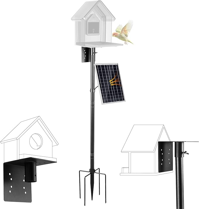 Vakiav Bird House Pole Kit, Heavy-Duty Adjustable Pole for Outdoors with 5 Prongs Base,Metal Universal Support Pole for Bi...