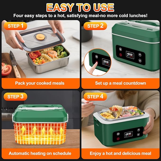 Cordless Electric Heated Lunch Box,Pro 24000mah Heated Lunch Box,Battery Powered, 1.2L Portable Food Heater-3D-5 Side Heating-Intelligent Temperature Control,Suitable For Trucks,Offices,Travel